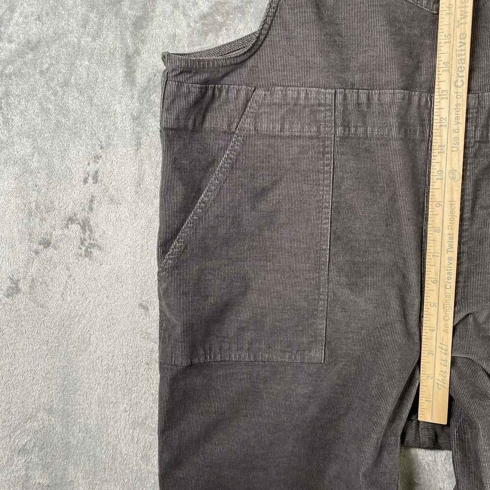 Aerie Overalls Womens Sz XL Grey Corduroy Adjustable Raw Hem Patch Pockets NWT